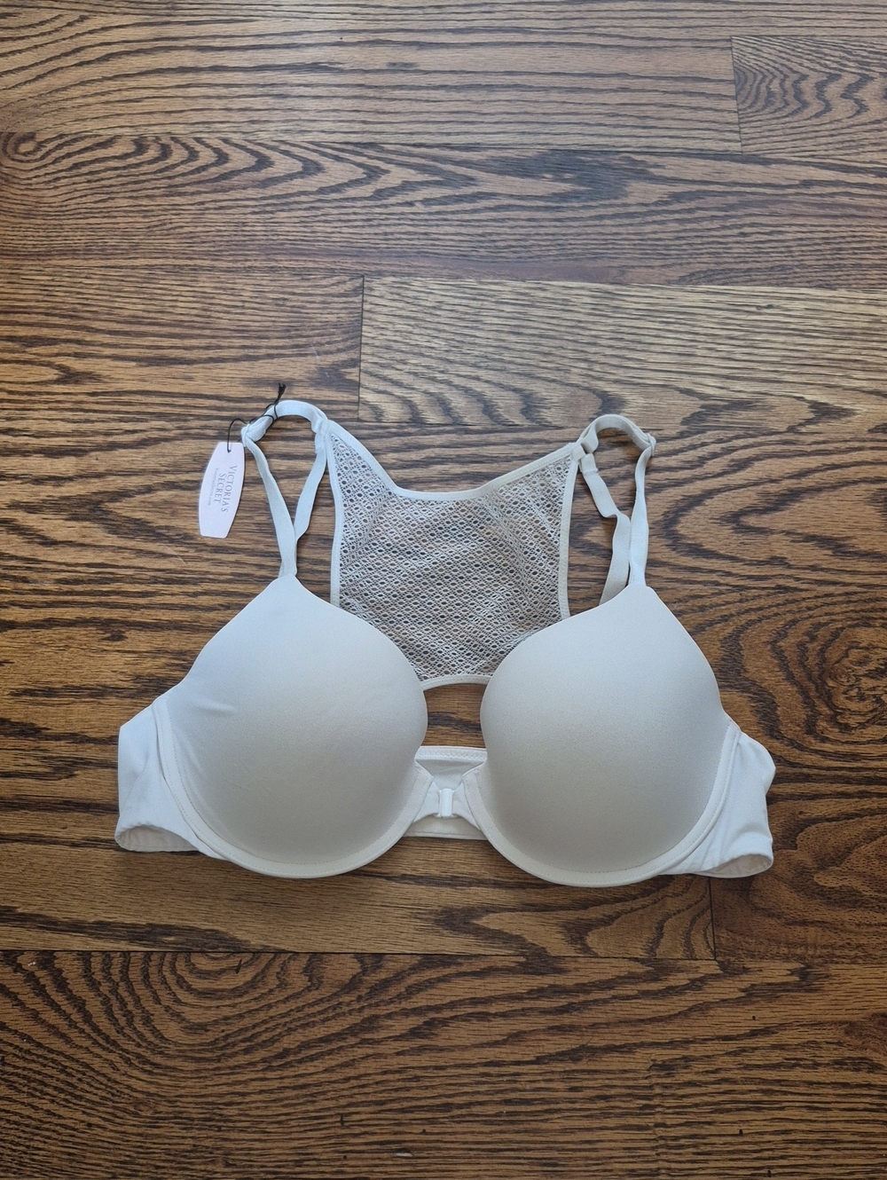 Victoria's Secret White Lace-Back T-Shirt Bra